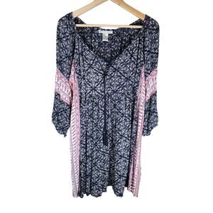 CUTE OPTIONS Red White Blue Boho Hippie Indie Oversized Fit Tunic Top SZ S